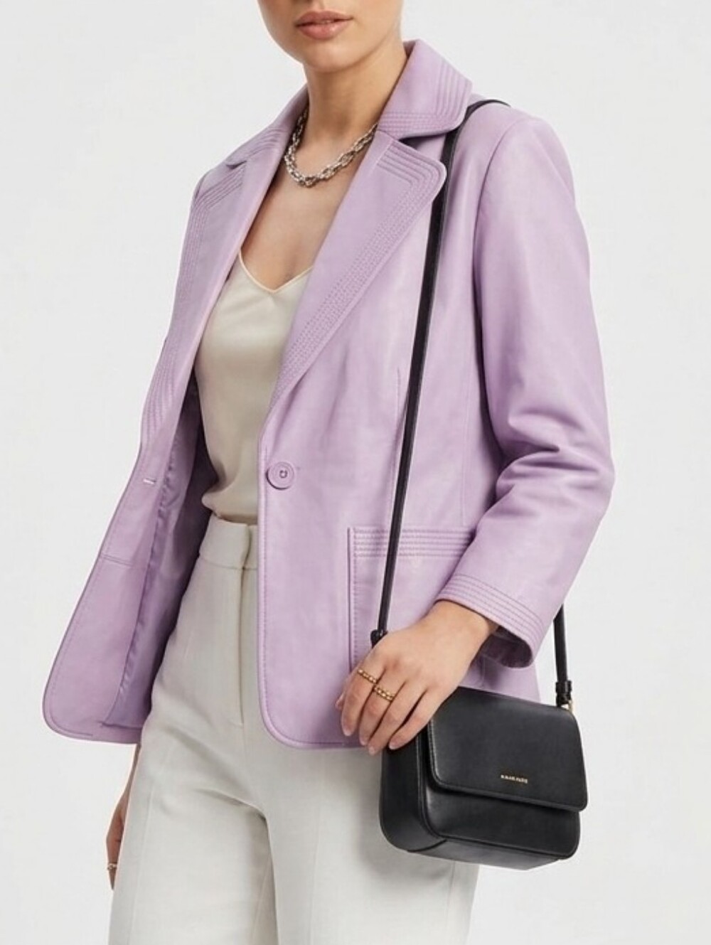 Clothes By Revue Lavender Lamb Leather Blazer Jacket Women’s Medium